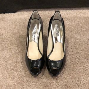 Michael Kors patent leather peep toe pump